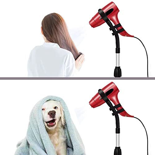 360 Degree Rotating Lazy Hair Dryer Stand with Heavy Base, Adjustable Height Hands-Free Blow Dryer Holder for Countertop - 5