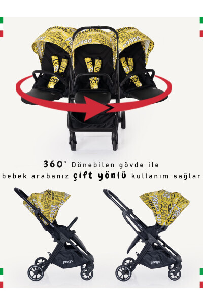 360 Gradusga aylanadigan ikki tomonlama ajralib birlashadigan egizak aravachasi - 6