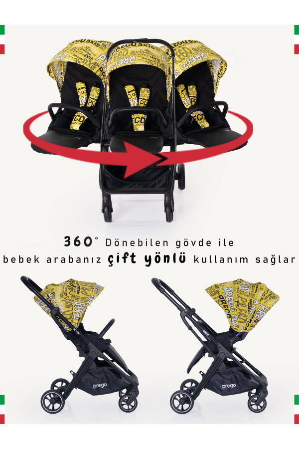 360 Gradusga aylanadigan ikki tomonlama ajralib birlashadigan egizak aravachasi - 6