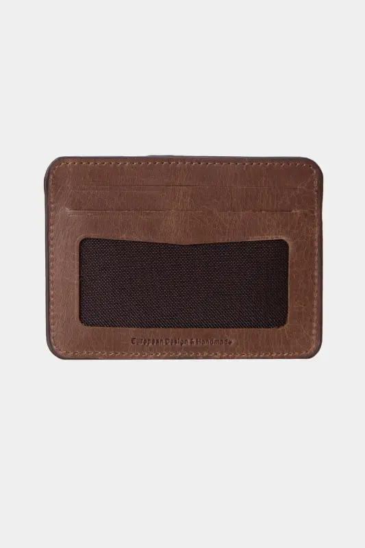 3607 Genuine Leather Slim Horizontal Cardholder Crazy Coffee-Crazy Coffee - 2