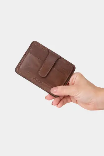 3607 Genuine Leather Slim Horizontal Cardholder Crazy Coffee-Crazy Coffee - 3