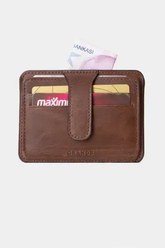 3607 Genuine Leather Slim Horizontal Cardholder Crazy Coffee-Crazy Coffee - 4