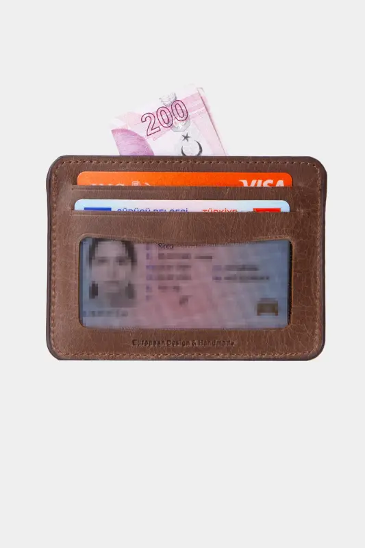 3607 Genuine Leather Slim Horizontal Cardholder Crazy Coffee-Crazy Coffee - 5