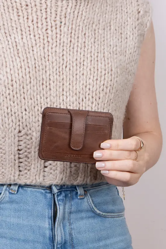 3607 Genuine Leather Slim Horizontal Cardholder Crazy Coffee-Crazy Coffee - 7