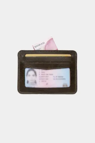 3607 Genuine Real Leather Women Men Card Holder Wallet Antique Green-Crazy Green - 4