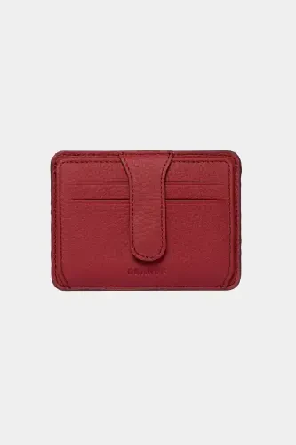 3607 Genuine Real Leather Women Men Card Holder Wallet Burgundy-Flother Burgundy - 1