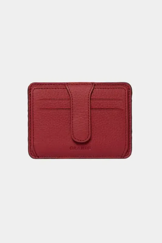 3607 Genuine Real Leather Women Men Card Holder Wallet Burgundy-Flother Burgundy - GRANDE