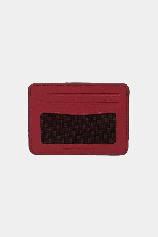 3607 Genuine Real Leather Women Men Card Holder Wallet Burgundy-Flother Burgundy - 2