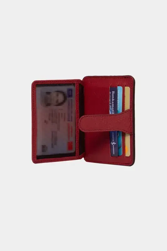 3607 Genuine Real Leather Women Men Card Holder Wallet Burgundy-Flother Burgundy - 5