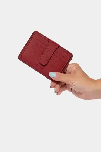 3607 Genuine Real Leather Women Men Card Holder Wallet Burgundy-Flother Burgundy - 6