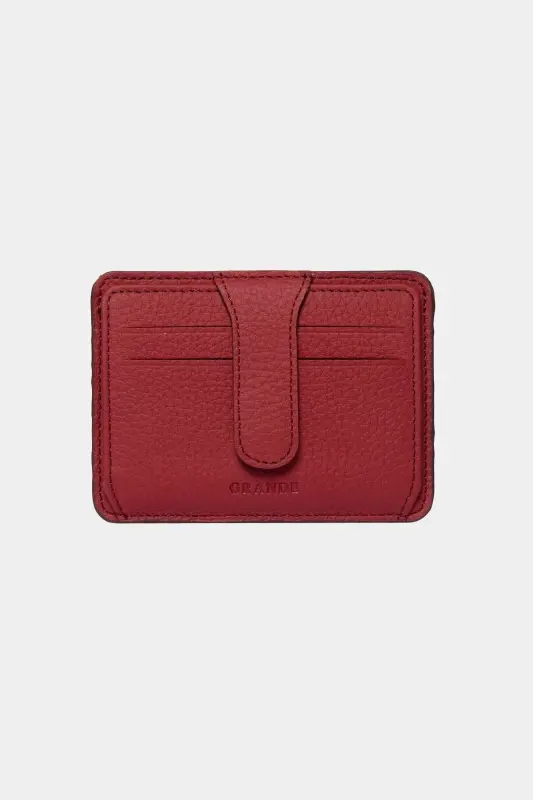 3607 Genuine Real Leather Women Men Card Holder Wallet Burgundy-Flother Burgundy - 1