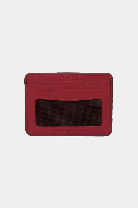 3607 Genuine Real Leather Women Men Card Holder Wallet Burgundy-Flother Burgundy - 2
