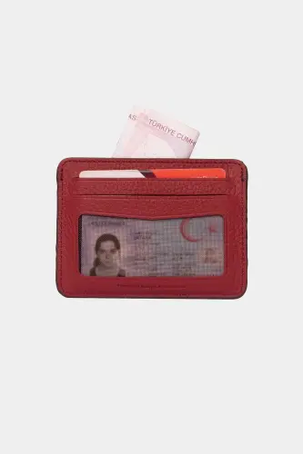 3607 Genuine Real Leather Women Men Card Holder Wallet Burgundy-Flother Burgundy - 4
