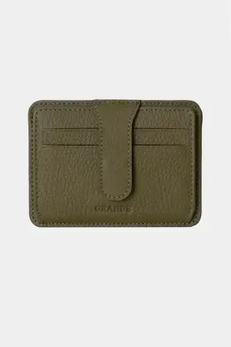 3607 Genuine Real Leather Women Men Card Holder Wallet Green-Natural Green - 1