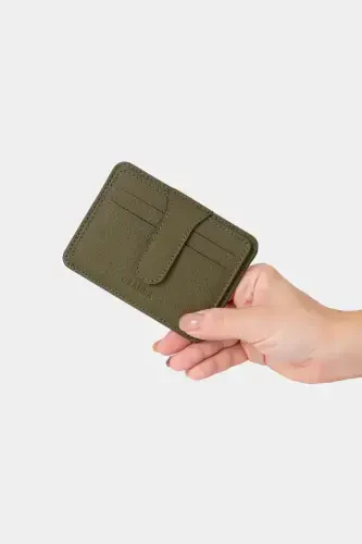 3607 Genuine Real Leather Women Men Card Holder Wallet Green-Natural Green - 3