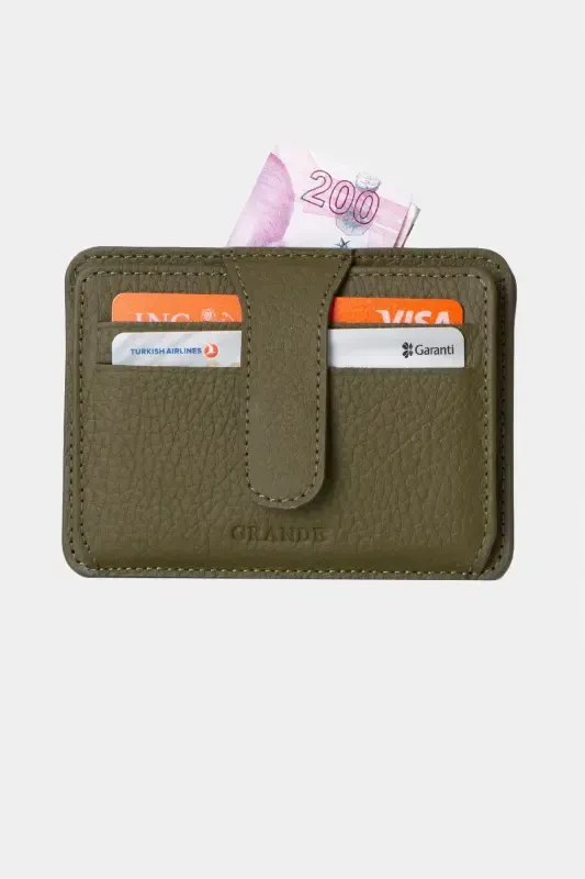 3607 Genuine Real Leather Women Men Card Holder Wallet Green-Natural Green - 4