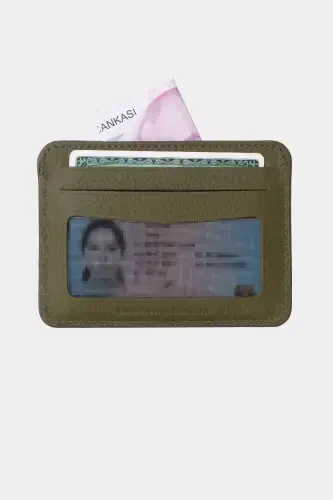3607 Genuine Real Leather Women Men Card Holder Wallet Green-Natural Green - 5