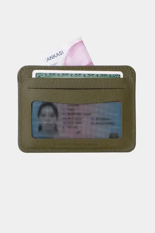 3607 Genuine Real Leather Women Men Card Holder Wallet Green-Natural Green - 5