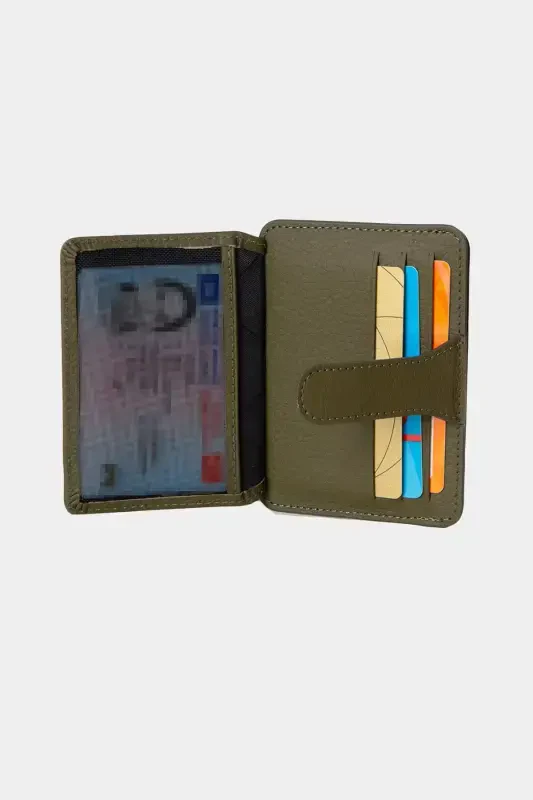 3607 Genuine Real Leather Women Men Card Holder Wallet Green-Natural Green - 6