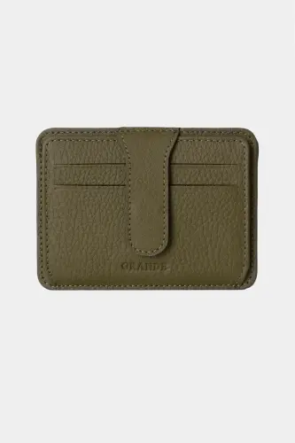 3607 Genuine Real Leather Women Men Card Holder Wallet Green-Natural Green 
