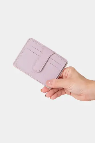 3607 Genuine Real Leather Women Men Card Holder Wallet Lilac-Flother Lilac - 3