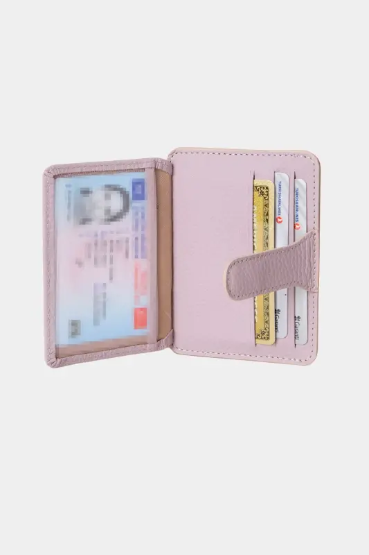 3607 Genuine Real Leather Women Men Card Holder Wallet Lilac-Flother Lilac - 6