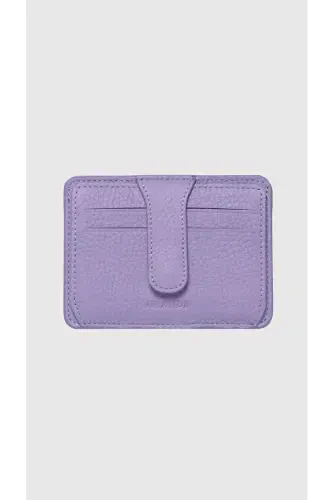 3607 Genuine Real Leather Women Men Card Holder Wallet Lilac-Flother Lilac - 1