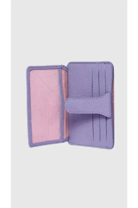 3607 Genuine Real Leather Women Men Card Holder Wallet Lilac-Flother Lilac - 3