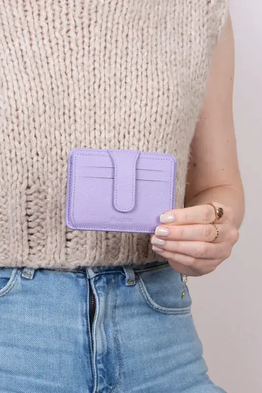 3607 Genuine Real Leather Women Men Card Holder Wallet Lilac-Flother Lilac - 4