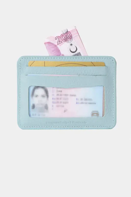 3607 Genuine Real Leather Women Men Card Holder Wallet Mint-Flother Mint - 5