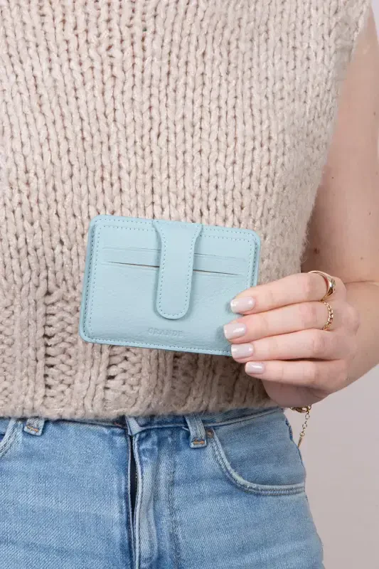 3607 Genuine Real Leather Women Men Card Holder Wallet Mint-Flother Mint - 7