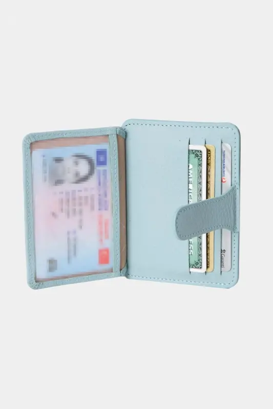 3607 Genuine Real Leather Women Men Card Holder Wallet Mint-Flother Mint - 6