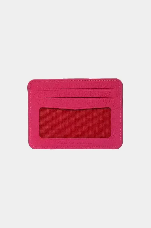 3607 Genuine Real Leather Women Men Card Holder Wallet Pink-Flother Pink - 2