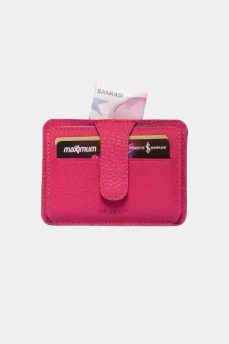 3607 Genuine Real Leather Women Men Card Holder Wallet Pink-Flother Pink - 3