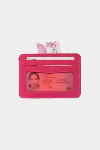 3607 Genuine Real Leather Women Men Card Holder Wallet Pink-Flother Pink - 4