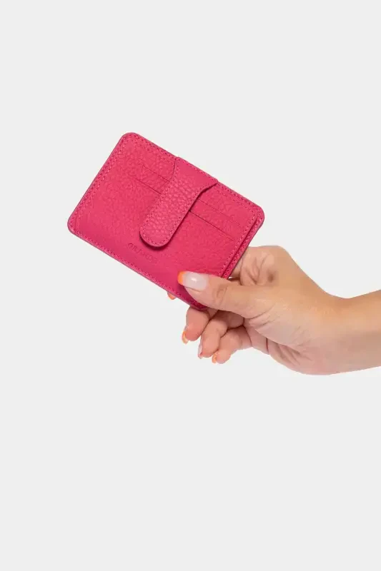 3607 Genuine Real Leather Women Men Card Holder Wallet Pink-Flother Pink - 6