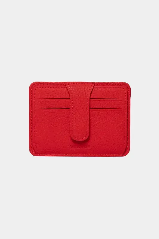 3607 Genuine Real Leather Women Men Card Holder Wallet Red-Natural Red - 1
