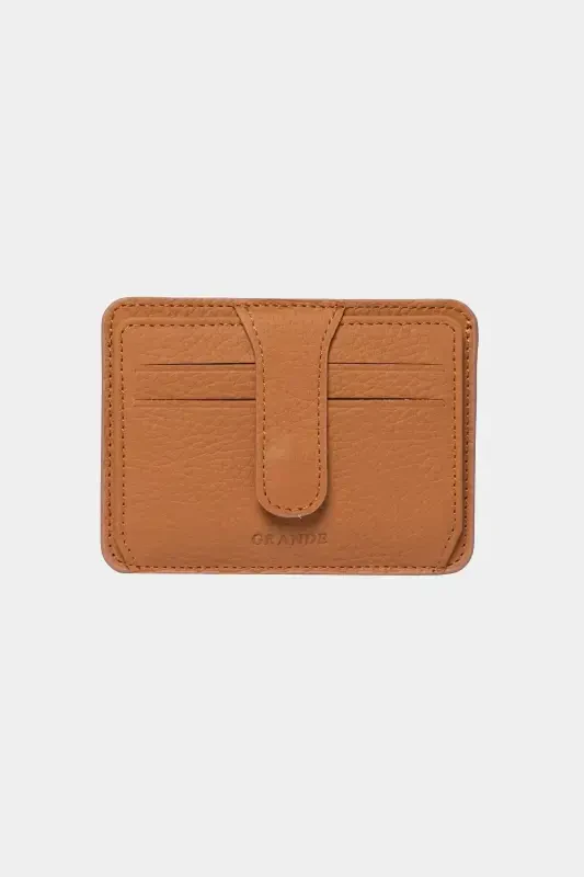3607 Genuine Real Leather Women Men Card Holder Wallet Tan-Flother Tan - GRANDE
