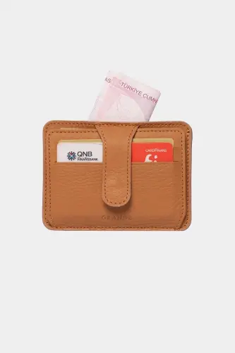3607 Genuine Real Leather Women Men Card Holder Wallet Tan-Flother Tan - 3