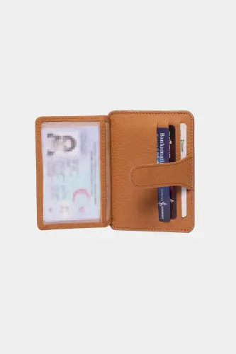 3607 Genuine Real Leather Women Men Card Holder Wallet Tan-Flother Tan - 5