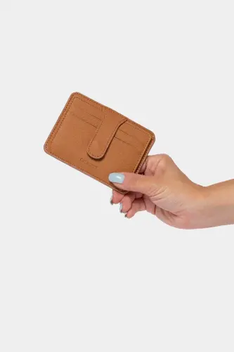 3607 Genuine Real Leather Women Men Card Holder Wallet Tan-Flother Tan - 6