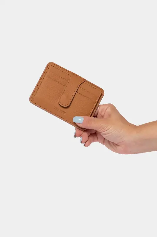 3607 Genuine Real Leather Women Men Card Holder Wallet Tan-Flother Tan - 6