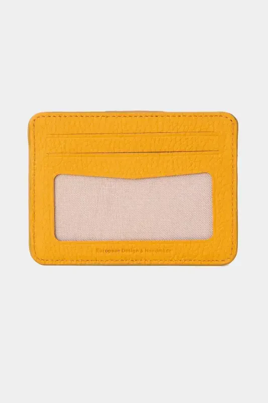 3607 Genuine Real Leather Women Men Card Holder Wallet Yellow-Flother Yellow - 2