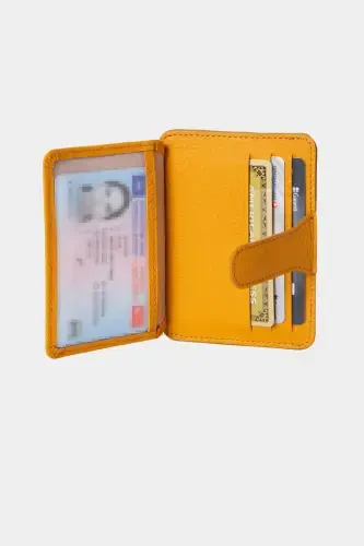 3607 Genuine Real Leather Women Men Card Holder Wallet Yellow-Flother Yellow - 6