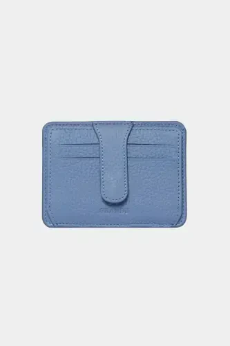 3607 Genuine Real Leather Women Men Cardholder Wallet Baby Blue-Natural Ice Blue - 1