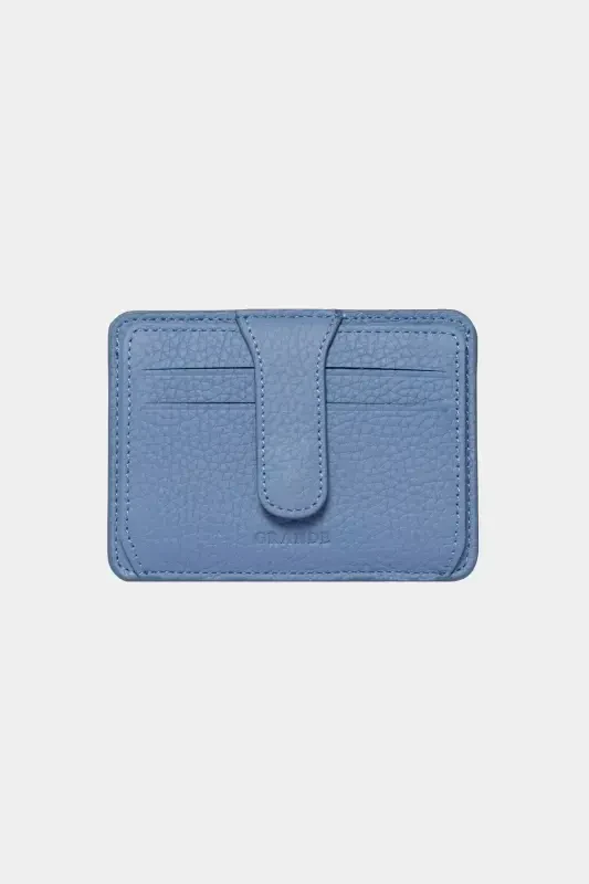 3607 Genuine Real Leather Women Men Cardholder Wallet Baby Blue-Natural Ice Blue - 1