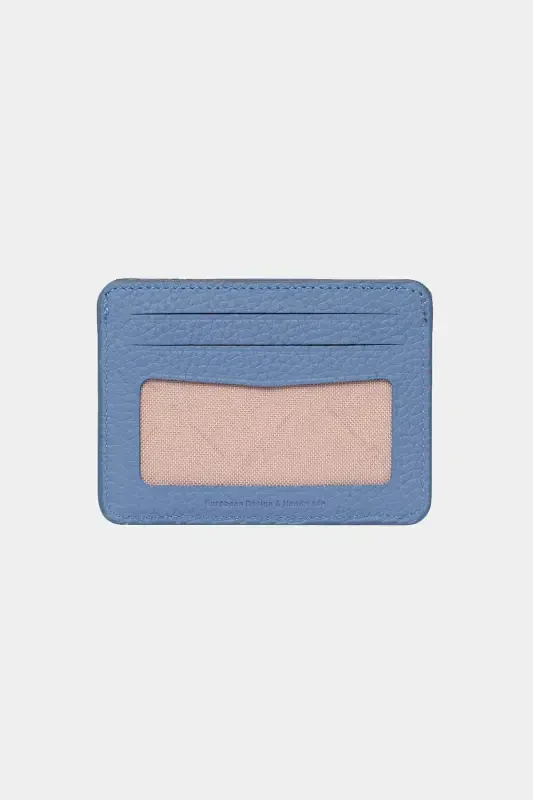 3607 Genuine Real Leather Women Men Cardholder Wallet Baby Blue-Natural Ice Blue - 2