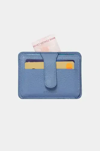 3607 Genuine Real Leather Women Men Cardholder Wallet Baby Blue-Natural Ice Blue - 4