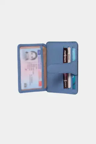 3607 Genuine Real Leather Women Men Cardholder Wallet Baby Blue-Natural Ice Blue - 5