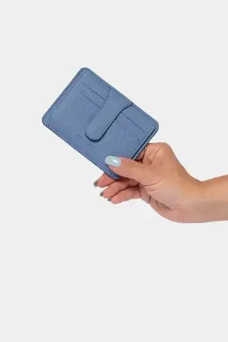 3607 Genuine Real Leather Women Men Cardholder Wallet Baby Blue-Natural Ice Blue - 6